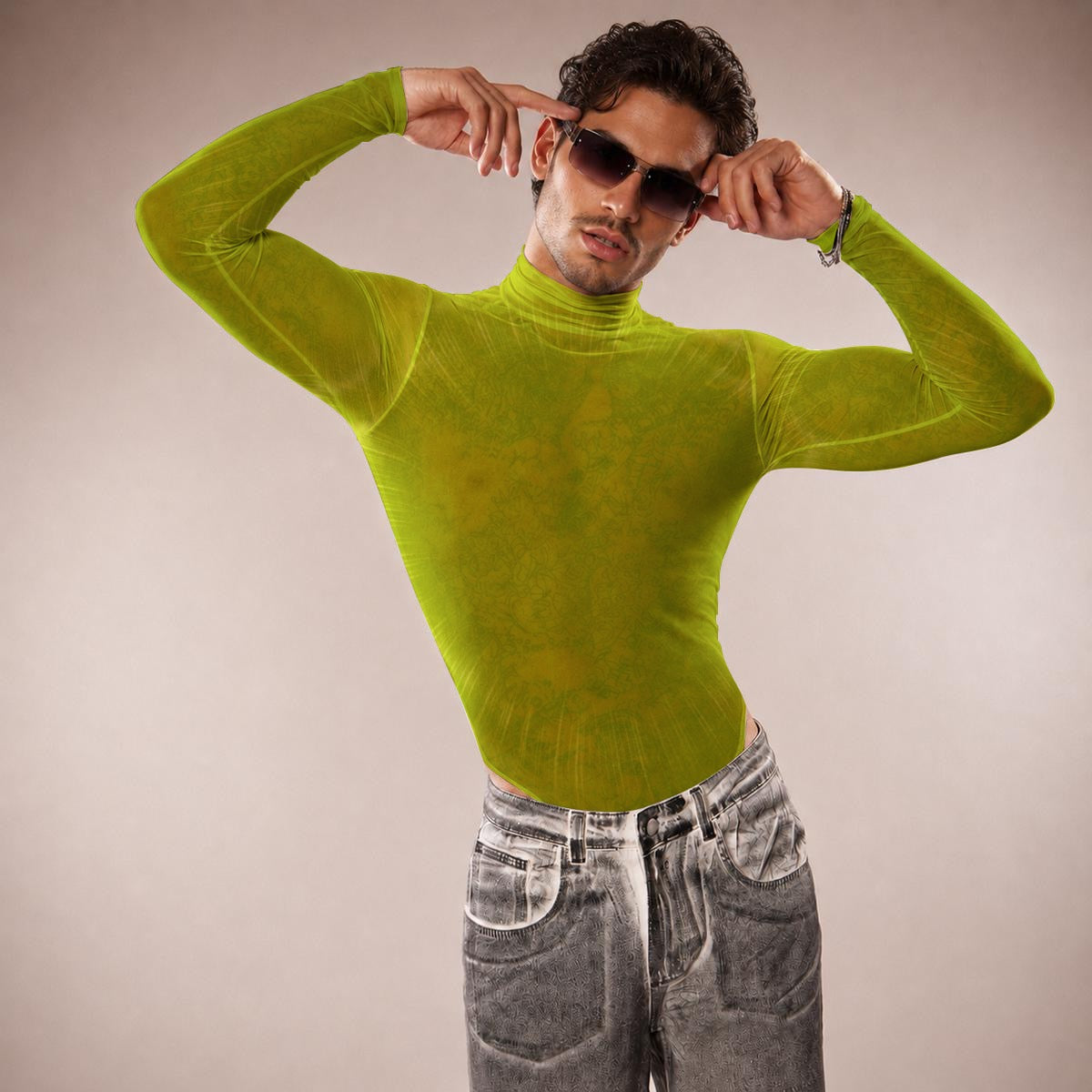 Perfect & Popular Lime Signal Mesh Bodysuit | product detail | TOP SECRET