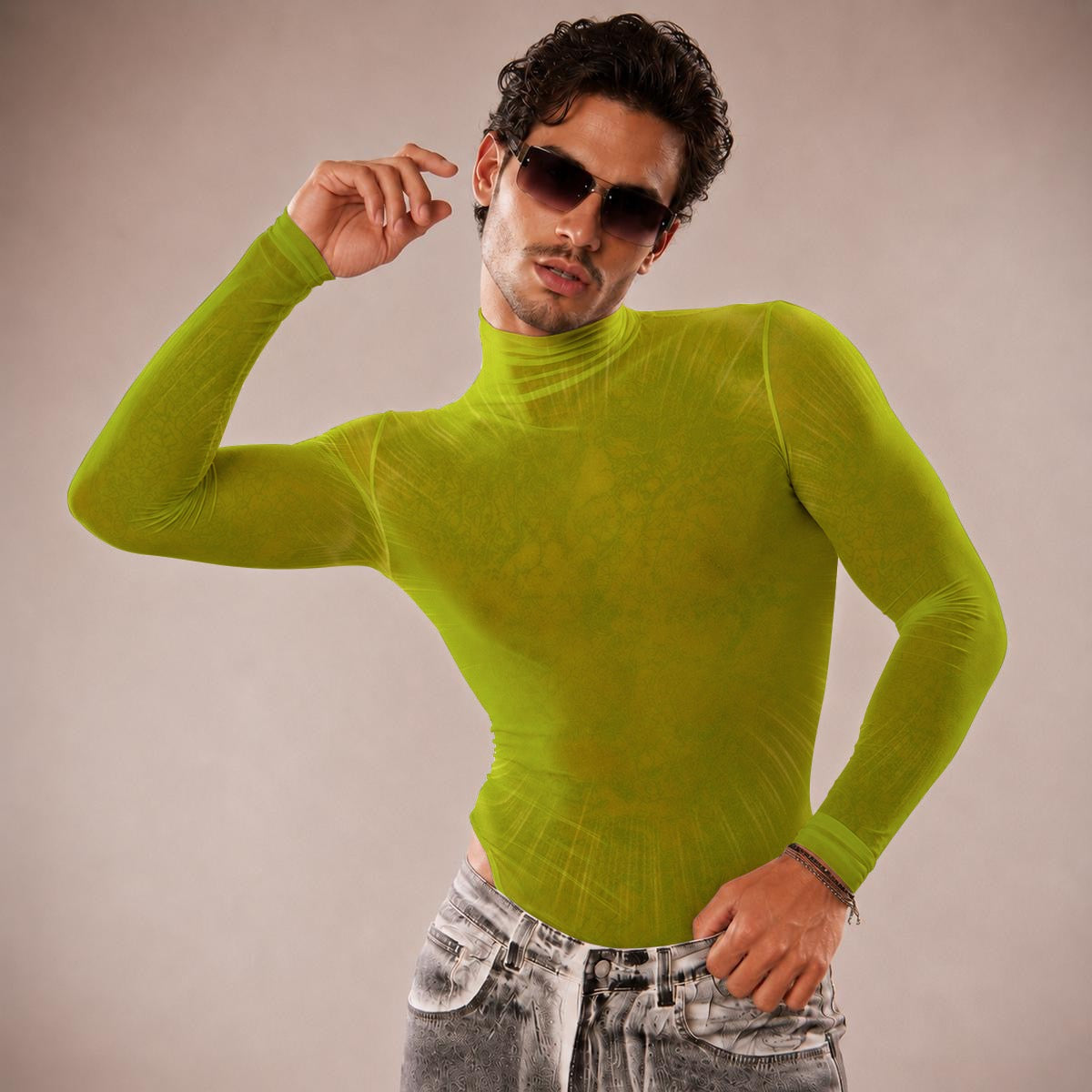 Perfect & Popular Lime Signal Mesh Bodysuit | product detail | TOP SECRET