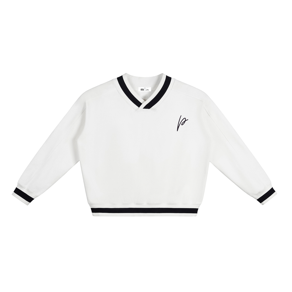 Perfect & Popular V-Neck Contrast Collar Boxy Sweatshirt | product detail | TOP SECRET
