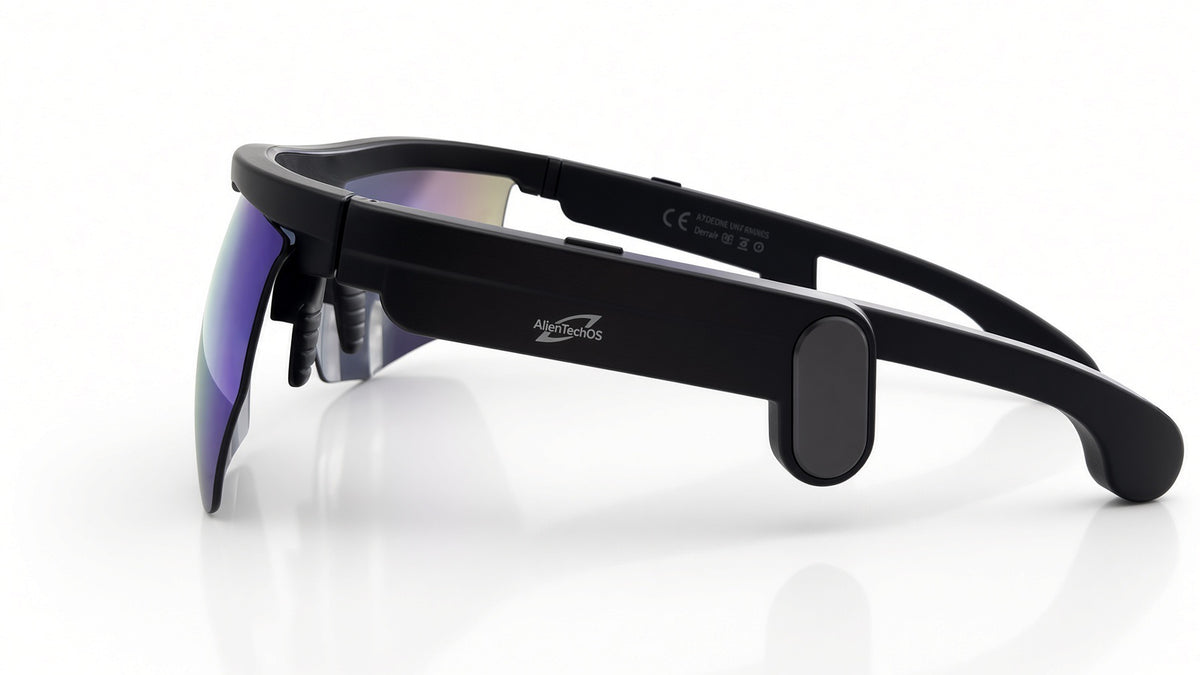 Moto 11111 Companion smart glasses side view on white